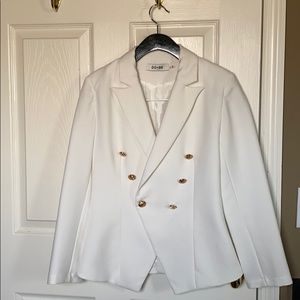 Small white double breasted blazer gold buttons